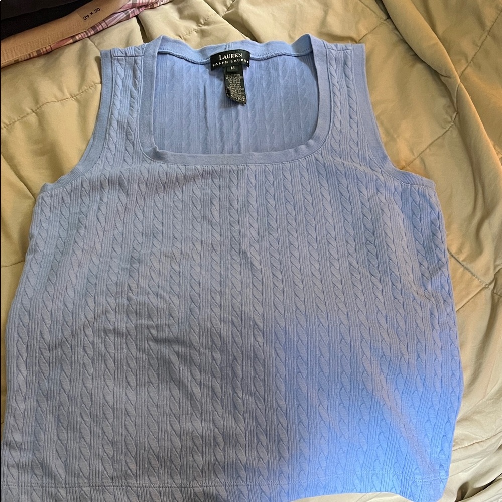 Vintage Ralph Lauren Cable Knit Blue Tank Top Preppy Women’s Medium